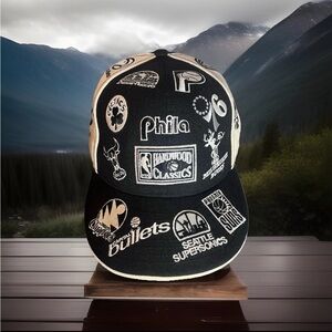 New Era 59fifty Hardwood Classics NBA Retro Logos All Over Fitted Cap Hat 7 1/8